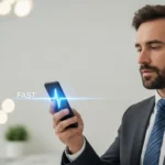 A smartphone screen showing a digital payment to evaluate the fintech company stera on instant transfers.