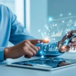 A professional man analyzing real-time financial data integration through a fintech api on a digital tablet.