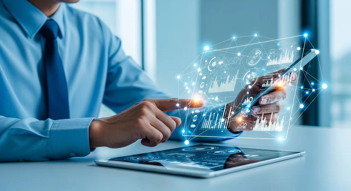 A professional man analyzing real-time financial data integration through a fintech api on a digital tablet.