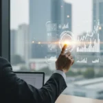 A professional reviewing digital financial growth charts representing top fintech companies in usa.