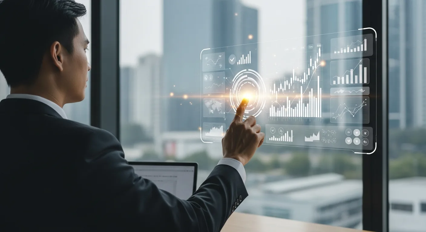 A professional reviewing digital financial growth charts representing top fintech companies in usa.