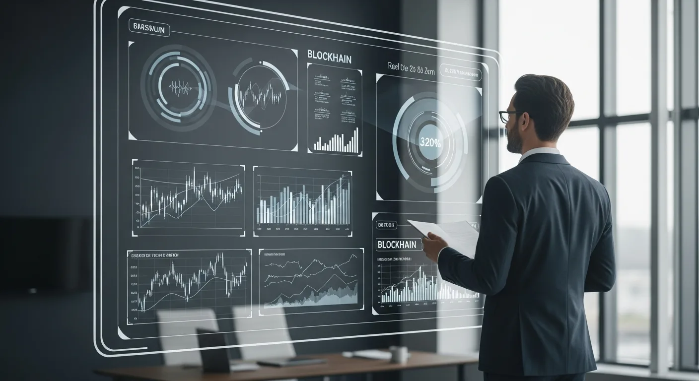 A professional man analyzing digital financial data while considering a fintech masters for his career path.