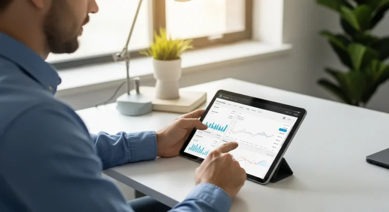 A professional gatekeeper fintech company overview featuring a digital dashboard for streamlined vendor management.