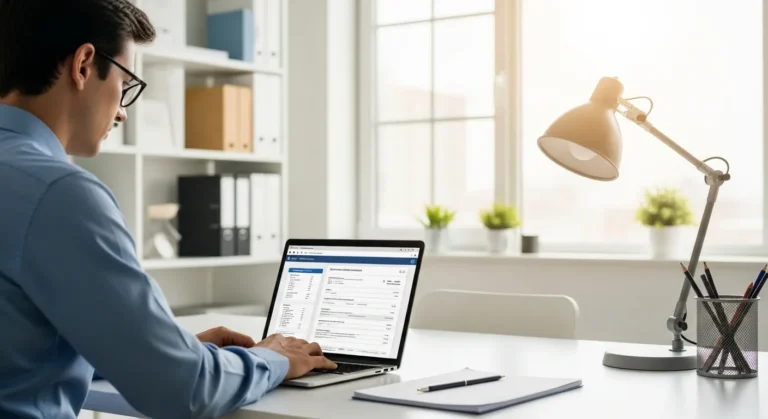 A professional comparing top fintech companies with bill pay options on a digital dashboard for business management.