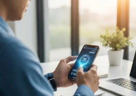 AI agent commerce agentic checkout payments process on a futuristic smartphone interface.