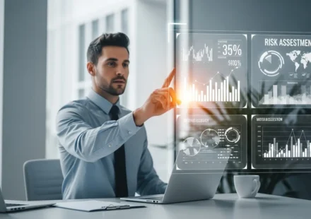 AI copilots for financial compliance teams monitoring real-time risk data on a digital interface.