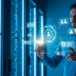 Advanced AI fraud prevention synthetic identity detection interface scanning digital profiles for data anomalies.