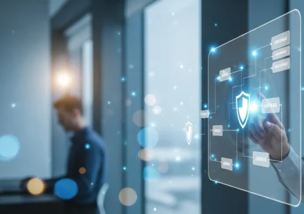 A professional analyzing data on AI-powered AML compliance SaaS platforms for secure financial monitoring.