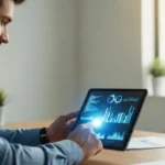 Where is the Money Going? Fintech Startup Funding Trends 2026 A businessman reviewing AI-powered cash flow forecasting for SMEs on a digital tablet in a modern office.