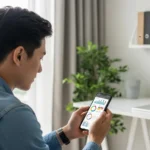 How Does an Open Finance Investment Pension Dashboard Change Retirement Planning? A young man using an AI-powered financial literacy chatbot Gen Z app to manage his personal savings.