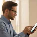 A professional beeline fintech company overview illustrating a digital mortgage application process on a mobile device.
