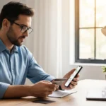 A man checking his smartphone for BNPL affordability check regulation 2026 updates during a purchase.