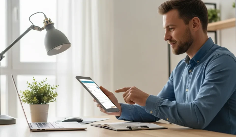 A man reviewing BNPL regulatory compliance consumer protection 2026 standards on a digital tablet.