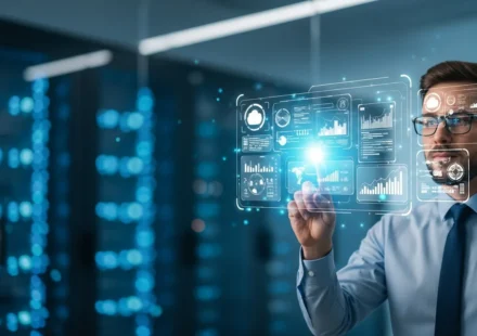 Is Your Bank Ready for Core Banking Modernization via Cloud-Native Migration? Visualizing core banking modernization cloud-native migration with digital data and cloud icons.