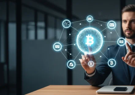 Conceptual 3D visualization of cross-chain DeFi interoperability protocols linking diverse blockchain liquidity pools.