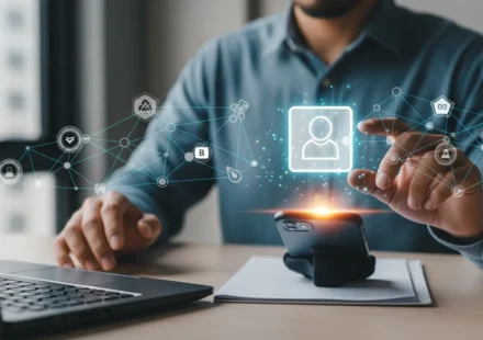 Can Decentralized Identity Finally Solve the KYC Automation Problem? A digital interface showcasing decentralized identity for KYC automation on a secure smartphone app.