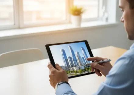 Man using digital asset tokenization real estate platforms to review modern property investment opportunities.