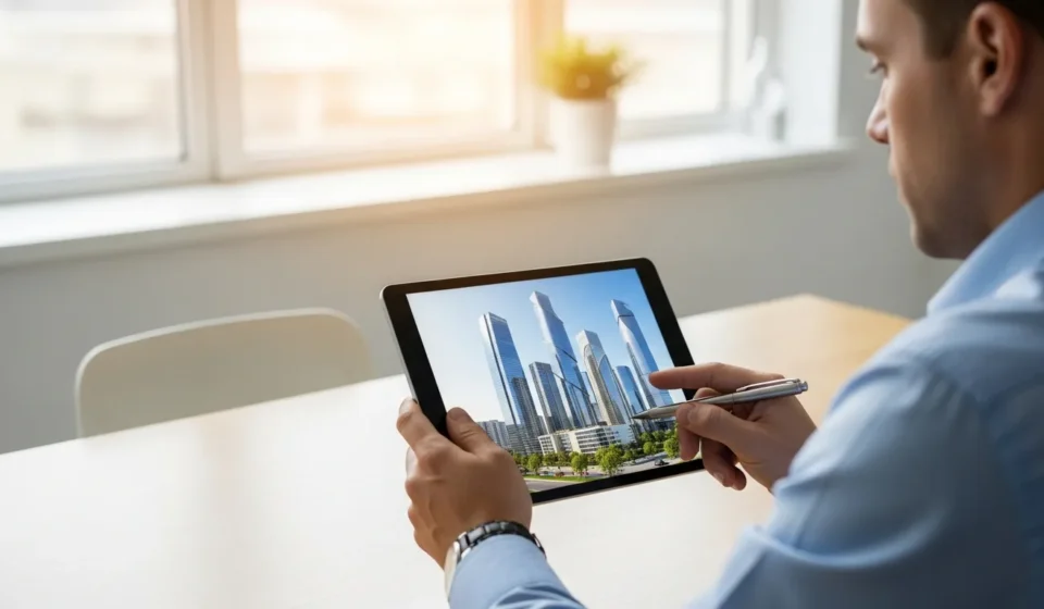 Man using digital asset tokenization real estate platforms to review modern property investment opportunities.