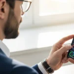 Man using a digital banking app UX personalization AI interface on a modern smartphone.