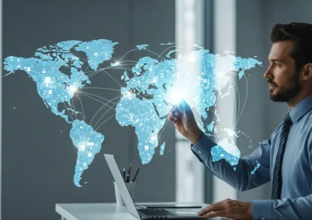 Visualizing digital yuan e-CNY cross-border payment corridors connecting global trade hubs on a high-tech map.