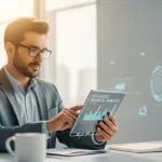 How Does the Quantum Computing Encryption Threat Impact Your Long-Term Financial Planning? A professional using embedded finance marketplace lending SME tools on a tablet to manage 2026 business growth.