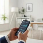 A man manages assets using embedded investment platforms for non-financial apps on a high-end smartphone.