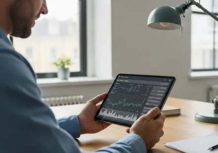 Why are gig platforms switching to embedded payroll fintech solutions? A professional managing embedded payroll fintech solutions for gig platforms via a sleek mobile dashboard interface.