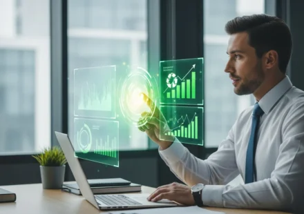 A digital dashboard displaying ESG fintech investor demand impact measurement for real-time sustainable portfolio tracking.
