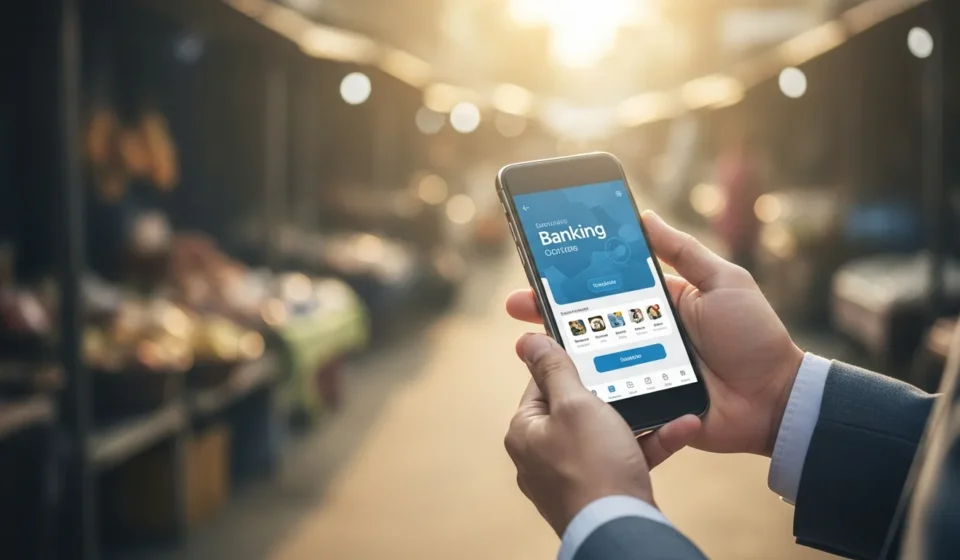 A man achieves financial inclusion through BNPL and microloans apps on his phone in the Global South.