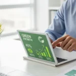 A professional analyzing fintech ESG green lending certification platforms to drive sustainable finance growth.