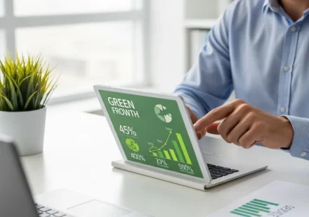 A professional analyzing fintech ESG green lending certification platforms to drive sustainable finance growth.