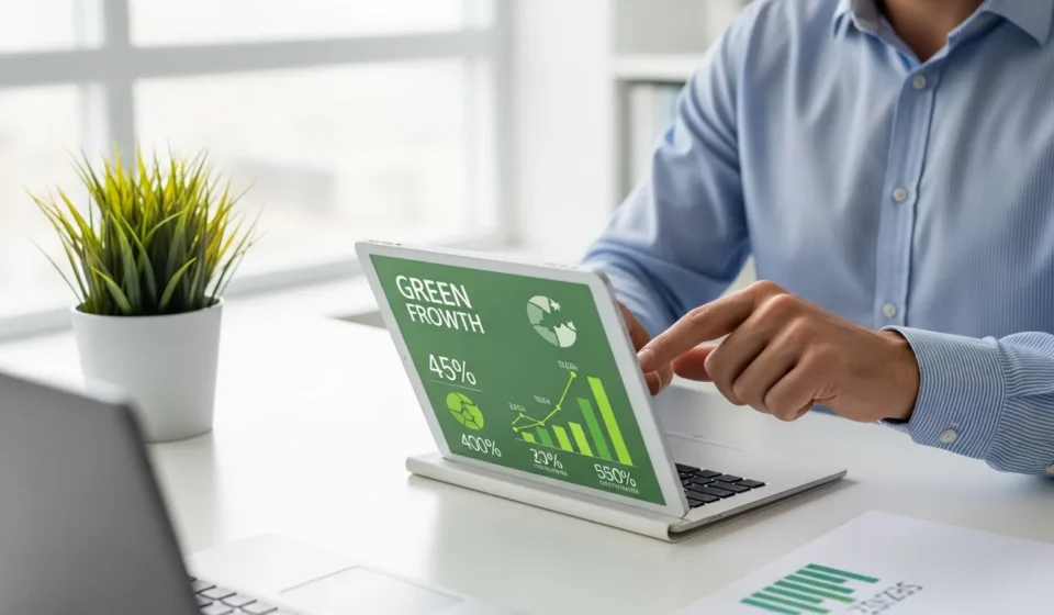 A professional analyzing fintech ESG green lending certification platforms to drive sustainable finance growth.
