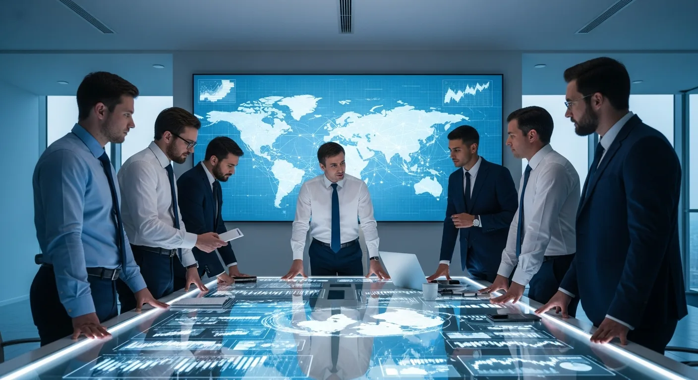 Leading fintech-focused venture investors analyzing digital market trends in a high-tech 2026 office environment.