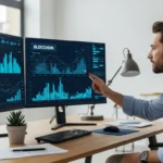 A professional man analyzing global financial data on a tablet to evaluate the ROI of a fintech major.
