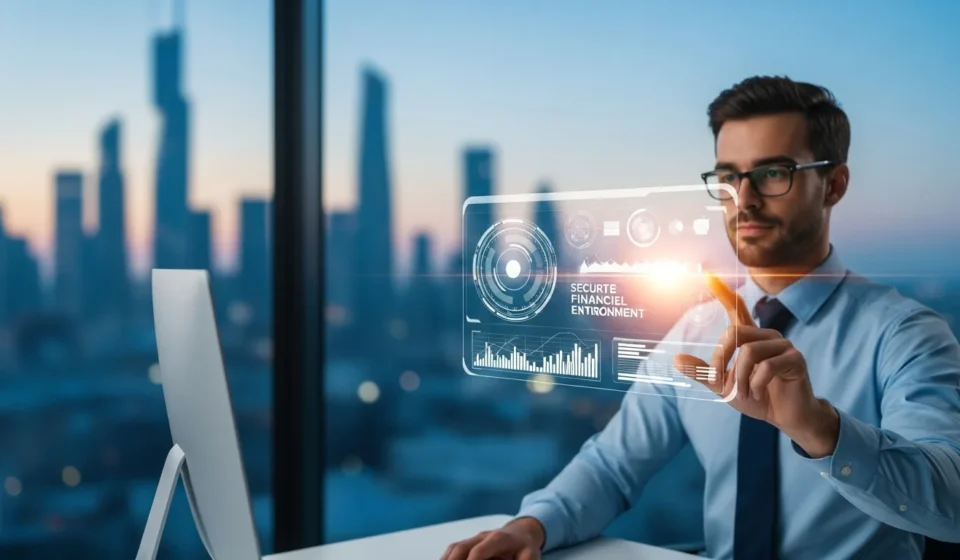 A professional analyzing fintech regulatory sandbox programs 2026 on a digital dashboard for financial innovation.