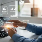 A professional using insurtech AI claims automation platforms to streamline insurance processing on a digital interface.
