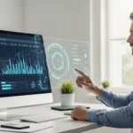 How is Embedded Finance Revolutionizing Marketplace Lending for SMEs in 2026? A professional analyzing insurtech connected device IoT underwriting data on a digital tablet in a modern office.