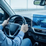 A digital interface illustrating insurtech telematics-based dynamic pricing for calculating lower insurance premiums.