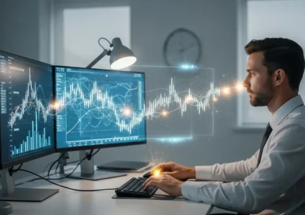 A professional implementing an ISO 20022 migration strategy for fintech startups on a modern digital interface.