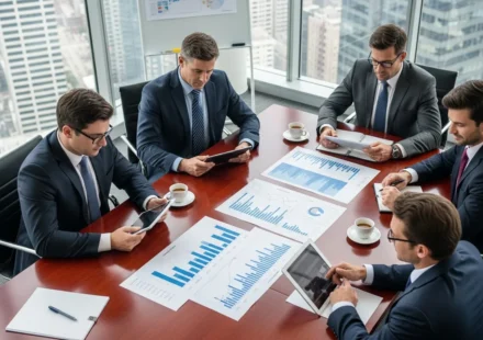 Why is the OCC and FDIC Cracking Down on Neobank Sponsor Bank Partnerships? Professional men discussing neobank sponsor bank compliance OCC FDIC scrutiny in a modern financial boardroom.