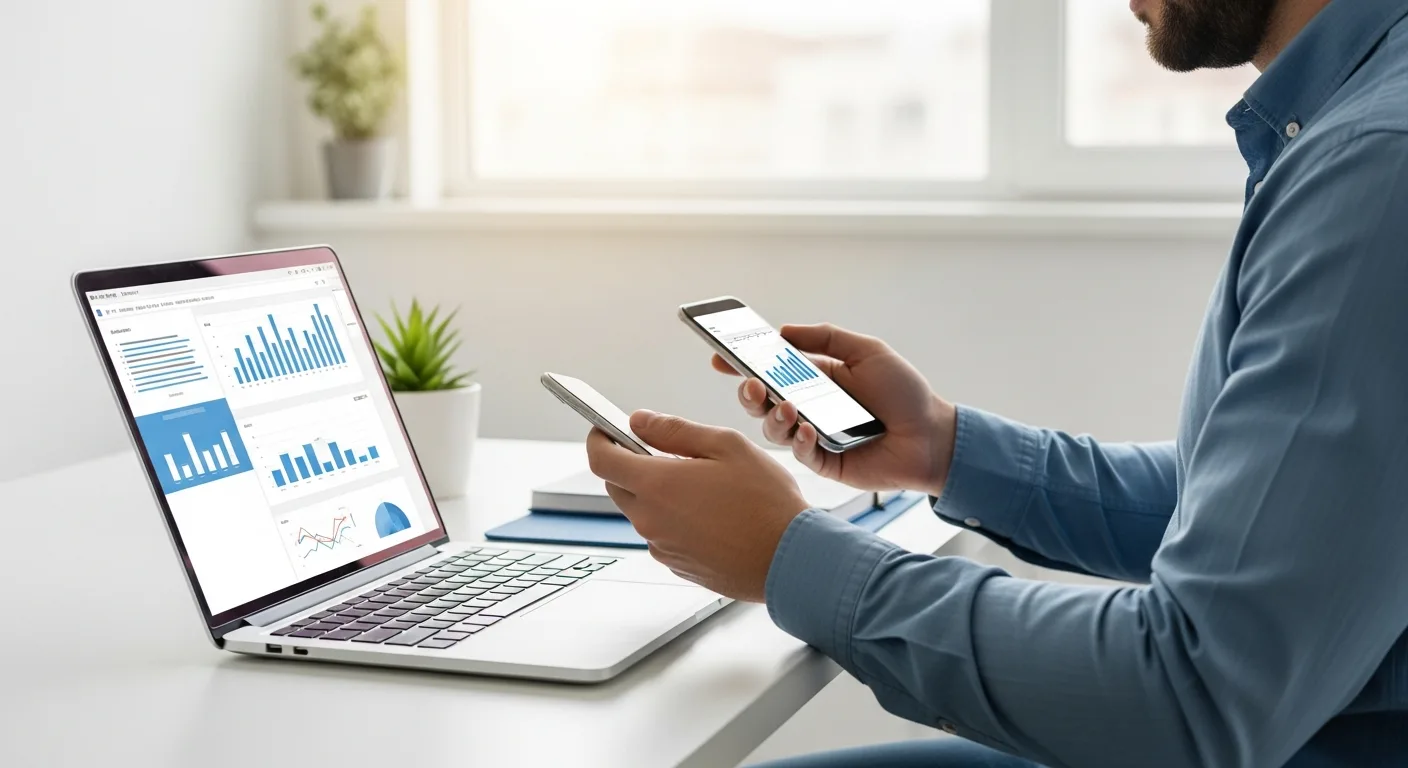 A professional man manages business finances as part of a novo fintech company overview on a modern laptop.