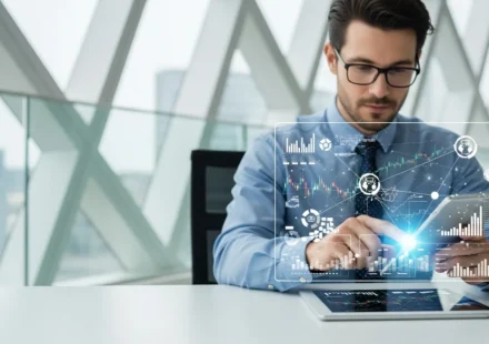 Why Open Finance Data Portability Standards Matter in 2026 A professional man reviewing digital interfaces representing open finance data portability standards in 2026.
