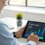 How RegTech Real-Time Regulatory Reporting Automation is Ending the Era of Manual Compliance A man reviewing his retirement savings on a secure open finance investment pension dashboard via a digital tablet.