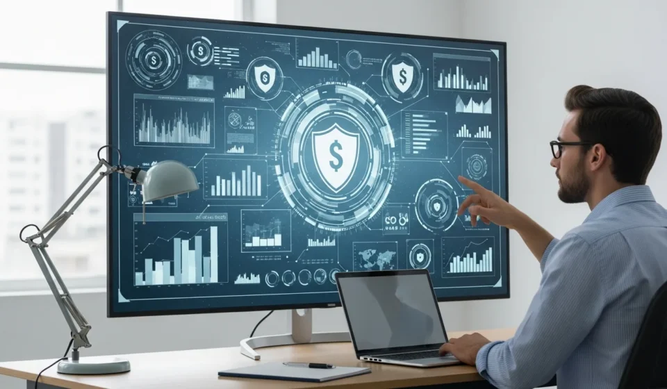 Advanced payment fraud prevention machine learning models analyzing digital transactions on a high-tech interface.