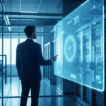 Security expert implementing quantum-resistant encryption financial services to protect a modern bank's digital network.