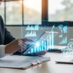 A businessman analyzing a real-time payment limit increase FedNow 2026 on a digital financial dashboard.
