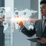 A digital interface showcasing smart contract automation in trade finance for global logistics and secure transactions.