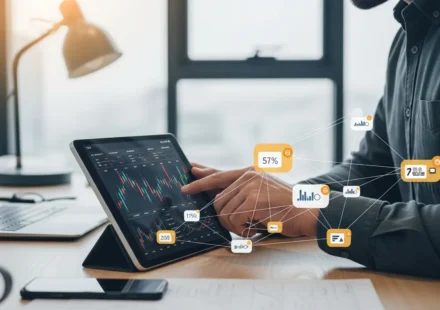 A professional managing cash flow using SME invoice financing embedded APIs on a digital dashboard in a 2026 office.