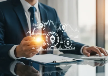 A professional analyzing stablecoin regulatory framework GENIUS Act compliance on a modern digital interface.