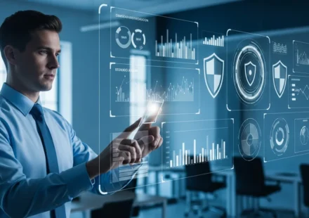 A professional analyzing stablecoin reserve audit compliance frameworks on a digital dashboard.